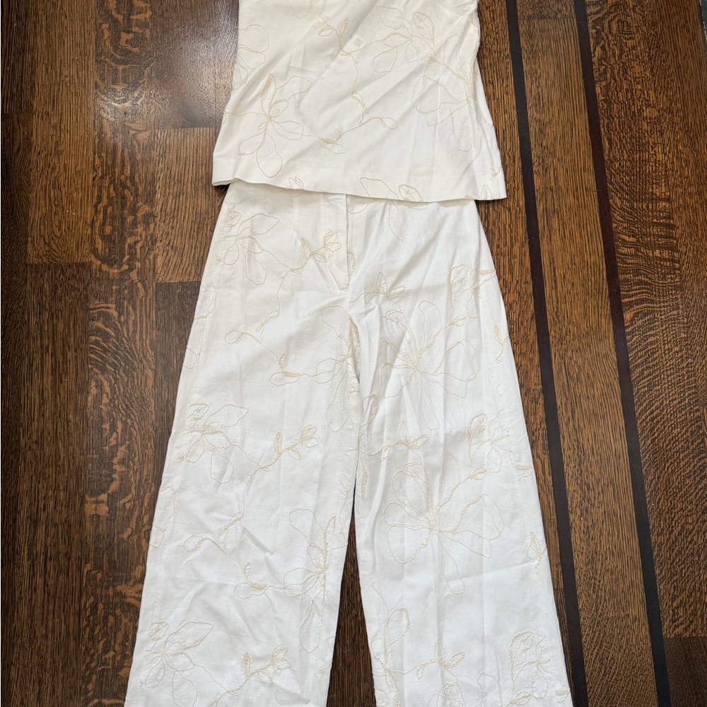 NWT Zara ZW Collection Embroidered Top AND Culottes US Medium. Two-Piece Set!